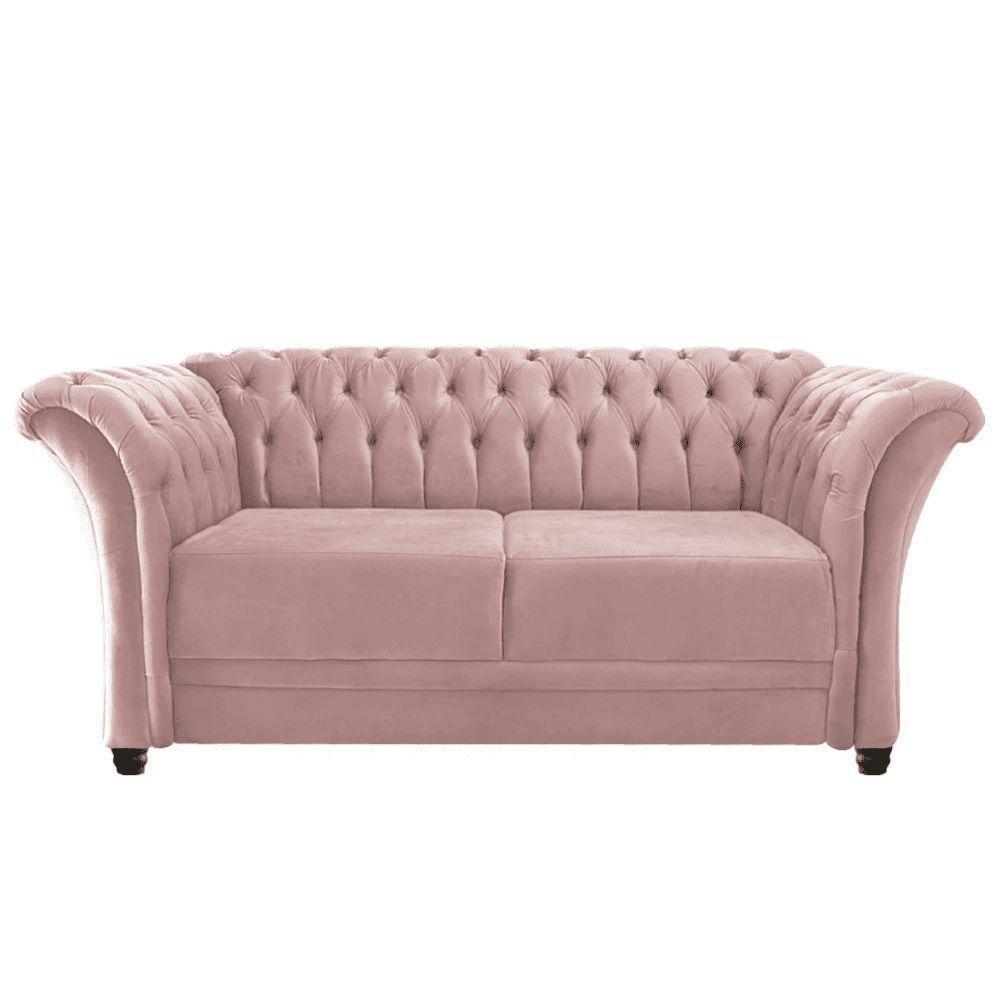 Sofá Recamier Divã Chesterfield 175cm Sofia Suede Rose Capitonê- Mabe Magazine - 2
