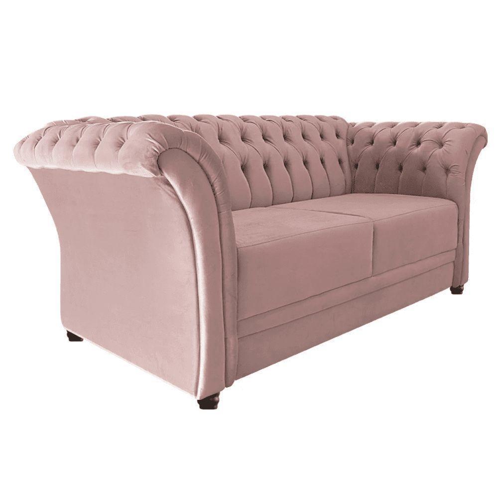 Sofá Recamier Divã Chesterfield 175cm Sofia Suede Rose Capitonê- Mabe Magazine - 3