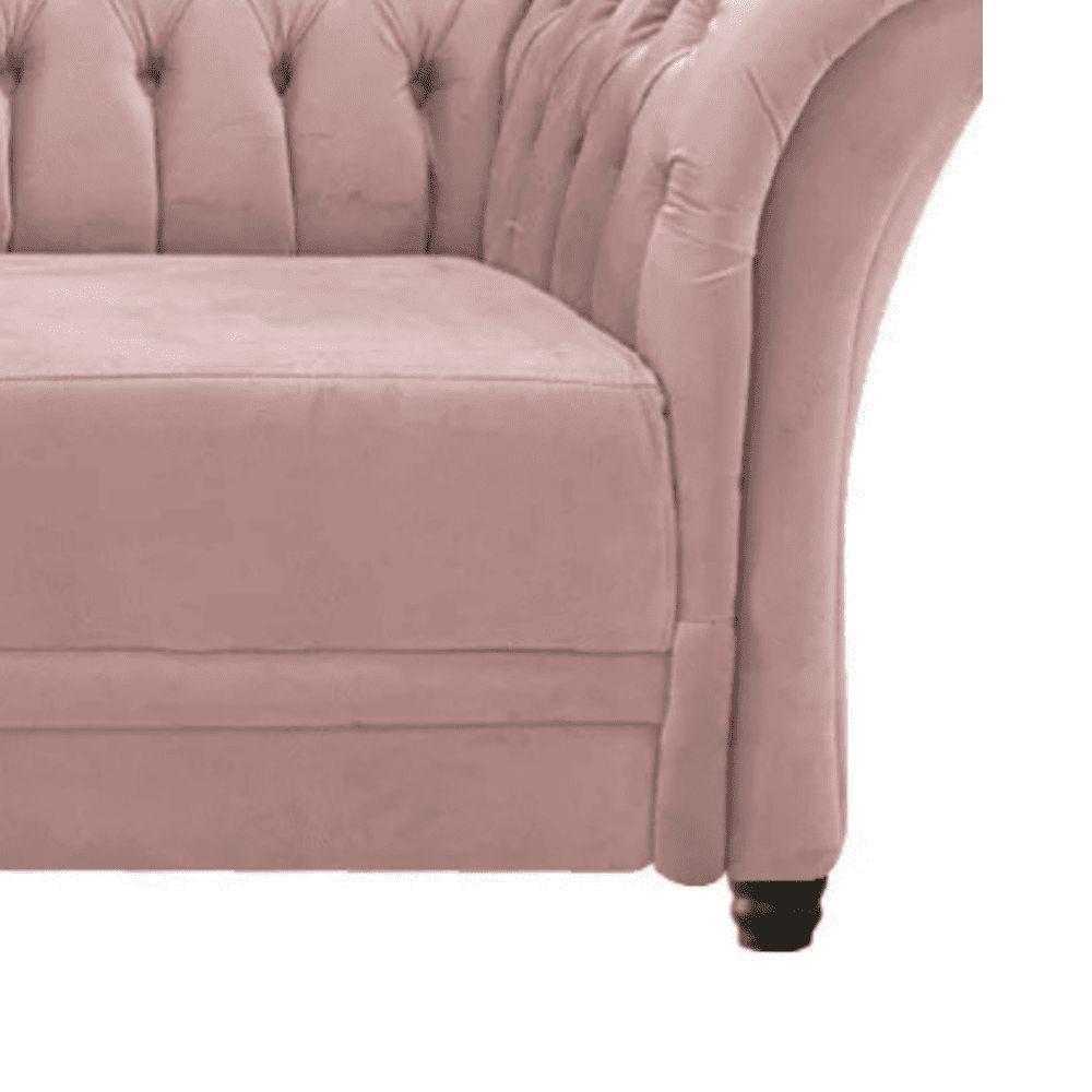 Sofá Recamier Divã Chesterfield 175cm Sofia Suede Rose Capitonê- Mabe Magazine - 6