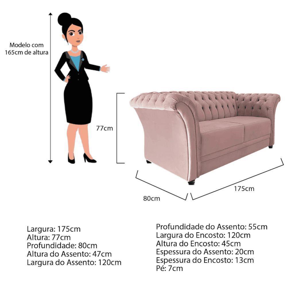 Sofá Recamier Divã Chesterfield 175cm Sofia Suede Rose Capitonê- Mabe Magazine - 7