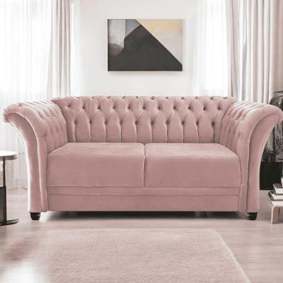 Sofá Recamier Divã Chesterfield 175cm Sofia Suede Rose Capitonê- Mabe Magazine