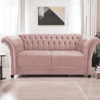 Sofá Recamier Divã Chesterfield 175cm Sofia Suede Rose Capitonê- Mabe Magazine - 1