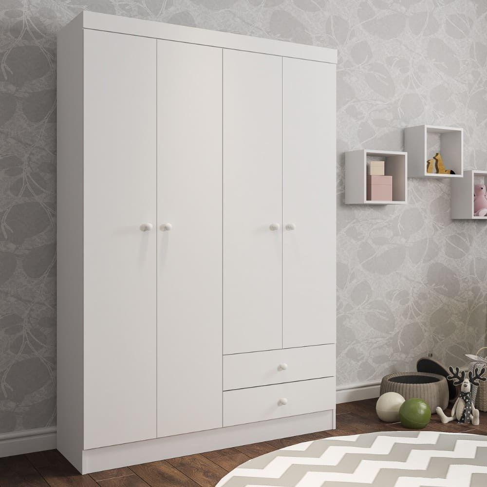 Guarda Roupas Infantil Roupeiro Louise 4 Portas Branco- Mabe Magazine - 1