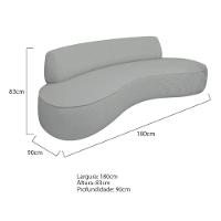 Sofá Curvo 3 Lugares Orgânico Amsterdã 180cm Linho Cinza- Mabe Magazine - 3