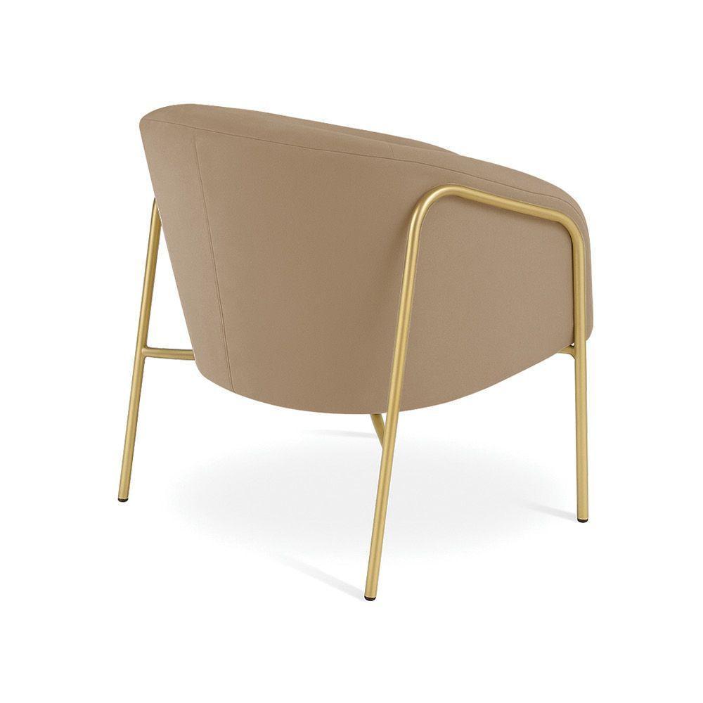 Poltrona Sala Industrial Alta Dourado Stella Suede Marrom Rato D03 - D'rossi - 7