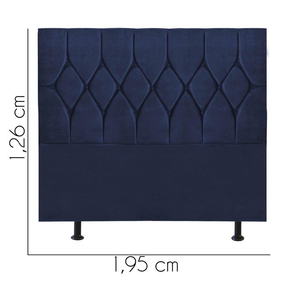 Cabeceira Estofada Cama Box King 195cm Istambul Suede Azul- Mabe Magazine - 3