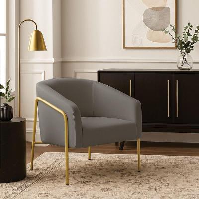 Poltrona Sala Industrial Alta Stella Suede Grafite Dourado Grafite D'Rossi