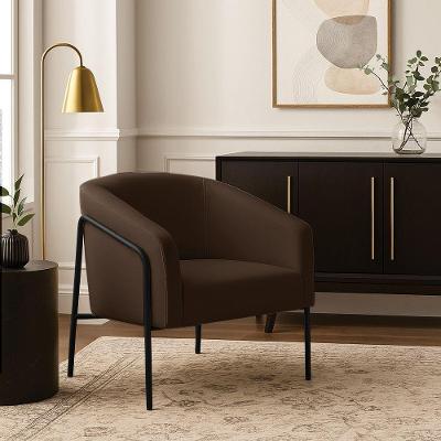 Poltrona Sala Industrial Alta Preto Stella Suede Marrom D03 - D'rossi