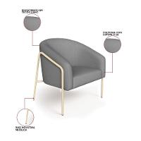 Poltrona Sala Industrial Alta Champanhe Kit 2 Stella Linho D03 - D'rossi Cor Grafite - 8