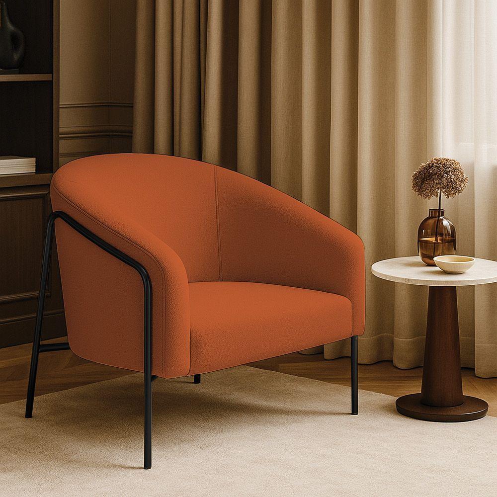 Poltrona Sala Industrial Alta Preto Stella Bouclê Terra D03 - D'rossi - 1