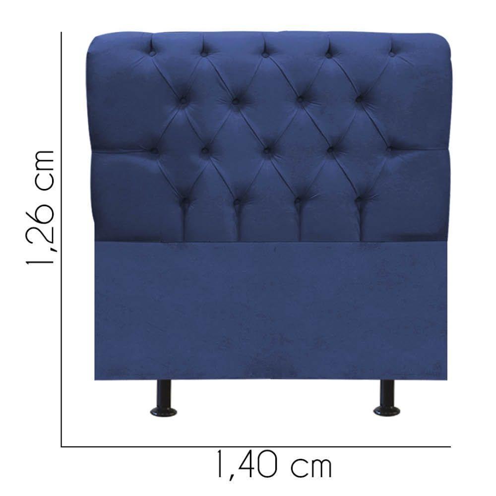 Cabeceira Estofada Cama Box Casal 140cm París Veludo Azul- Mabe Magazine - 3
