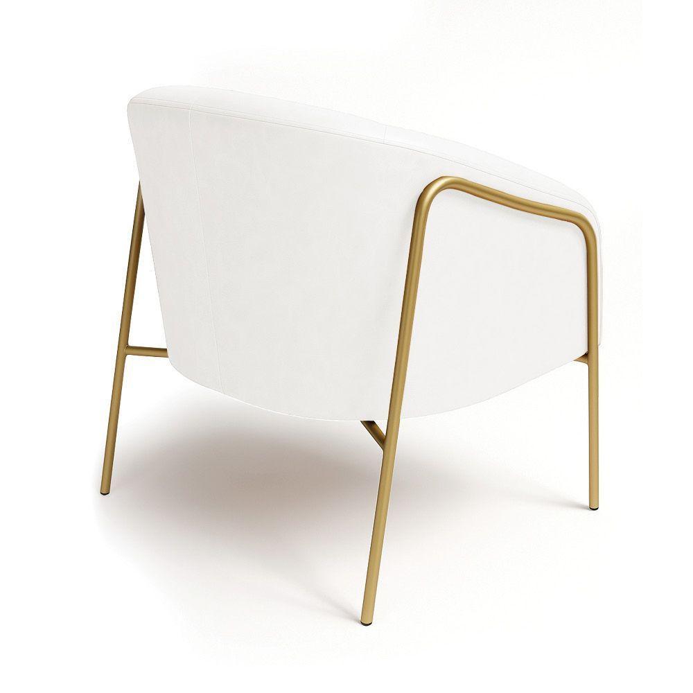 Poltrona Sala Industrial Alta Dourado Stella Sintético Pu Branco D03 - D'rossi - 6