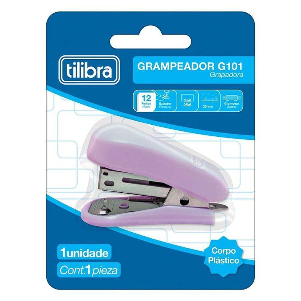 Mini Grampeador G101 Com Extrator 12 Folhas Lilás Tilibra - 3