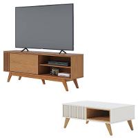 Rack Bancada Otawa Freijó Com Mesa De Centro Jeri Off White Freijó - Colibri - 1