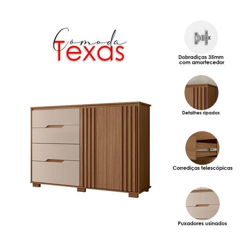Guarda Roupa Solteiro Chile E Cômoda Texas Carvalho Fendi - Moval - 5