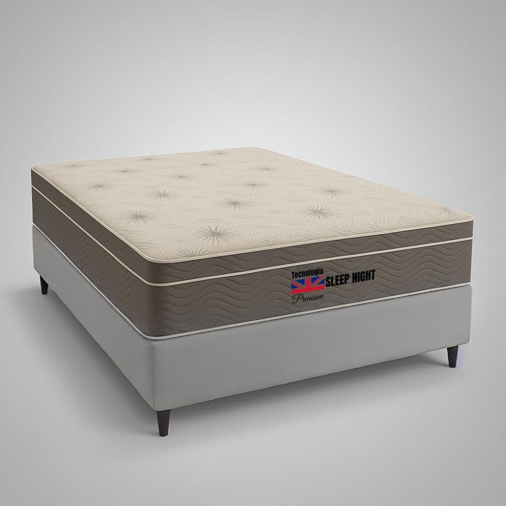 Cama Box Casal Suede + Colchão Molas Ensacadas Sleepnight 138x188x67 Cinza - 5
