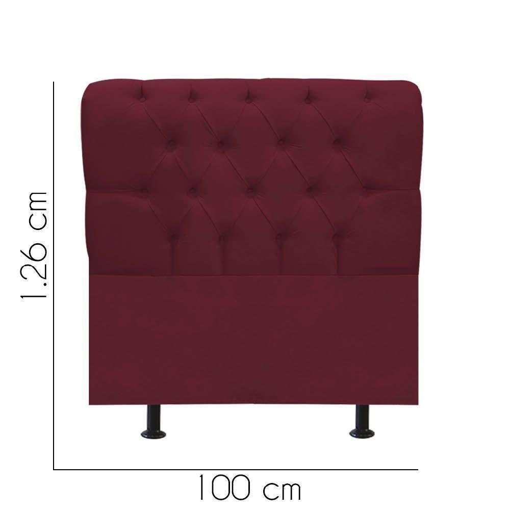 Cabeceira Estofada Cama Box Solteiro 100cm París Corino Bordo- Mabe Magazine - 3