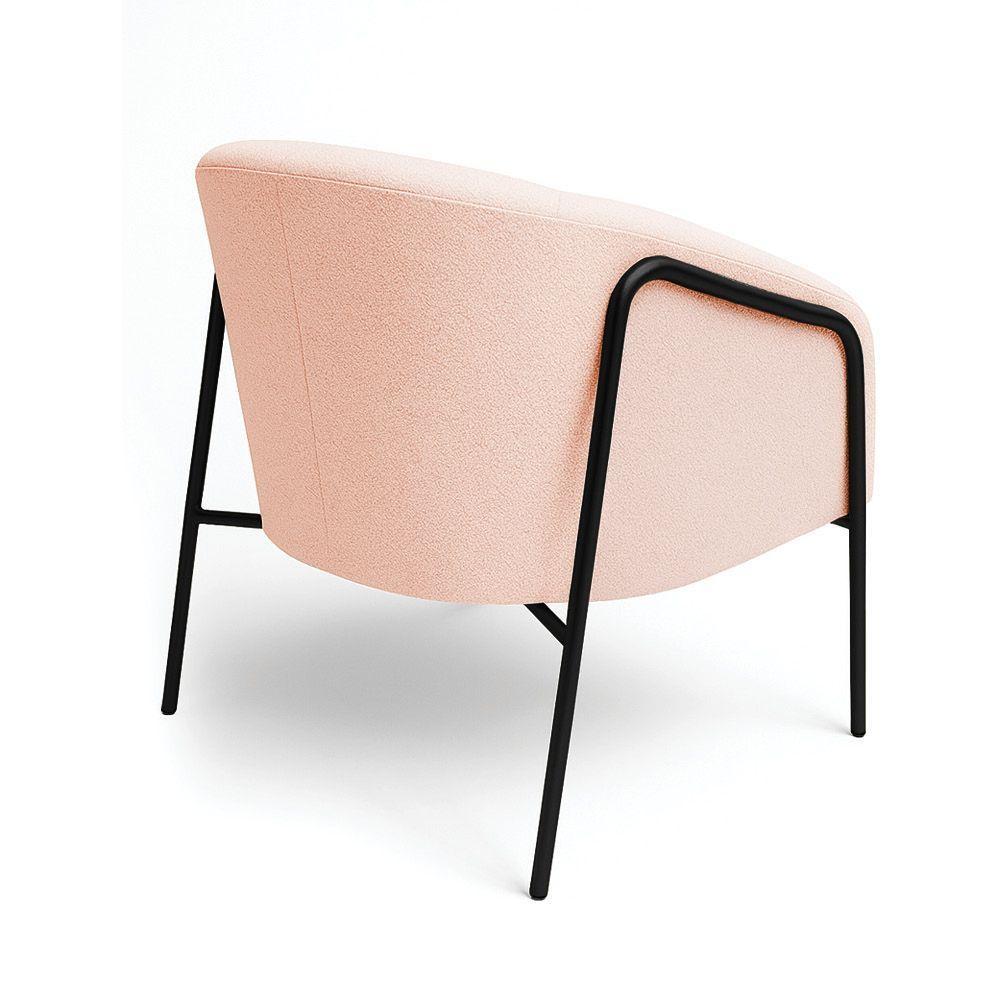 Poltrona Sala Industrial Alta Preto Kit 2 Stella Bouclê D03 - D'rossi Cor Rose - 7