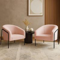 Poltrona Sala Industrial Alta Preto Kit 2 Stella Bouclê D03 - D'rossi Cor Rose - 1