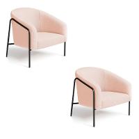 Poltrona Sala Industrial Alta Preto Kit 2 Stella Bouclê D03 - D'rossi Cor Rose - 2