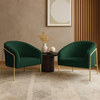 Poltrona Sala Industrial Alta Dourado Kit 2 Stella Bouclê D03 - D'rossi Cor Verde