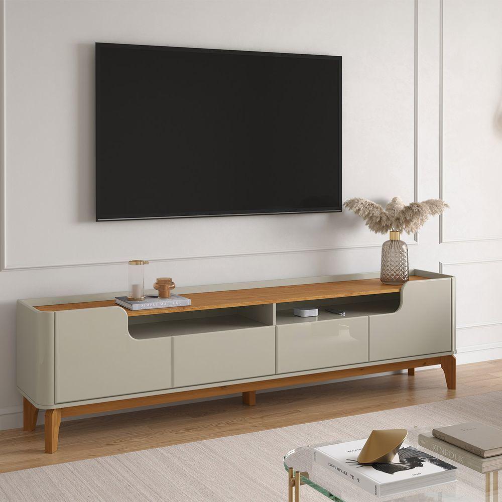 Rack Estante Flip 2.2 4 Portas Para Tv Até 75 Polegadas Off White Com Cinamomo - 3