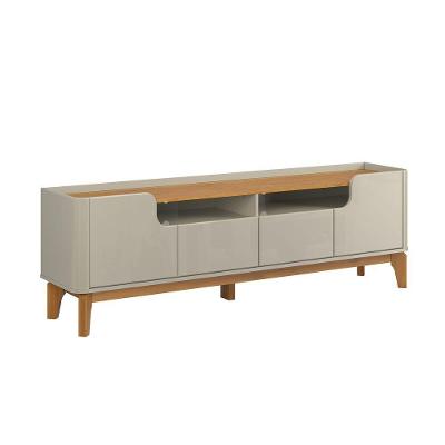 Rack Estante Flip 2.2 4 Portas Para Tv Até 75 Polegadas Off White Com Cinamomo