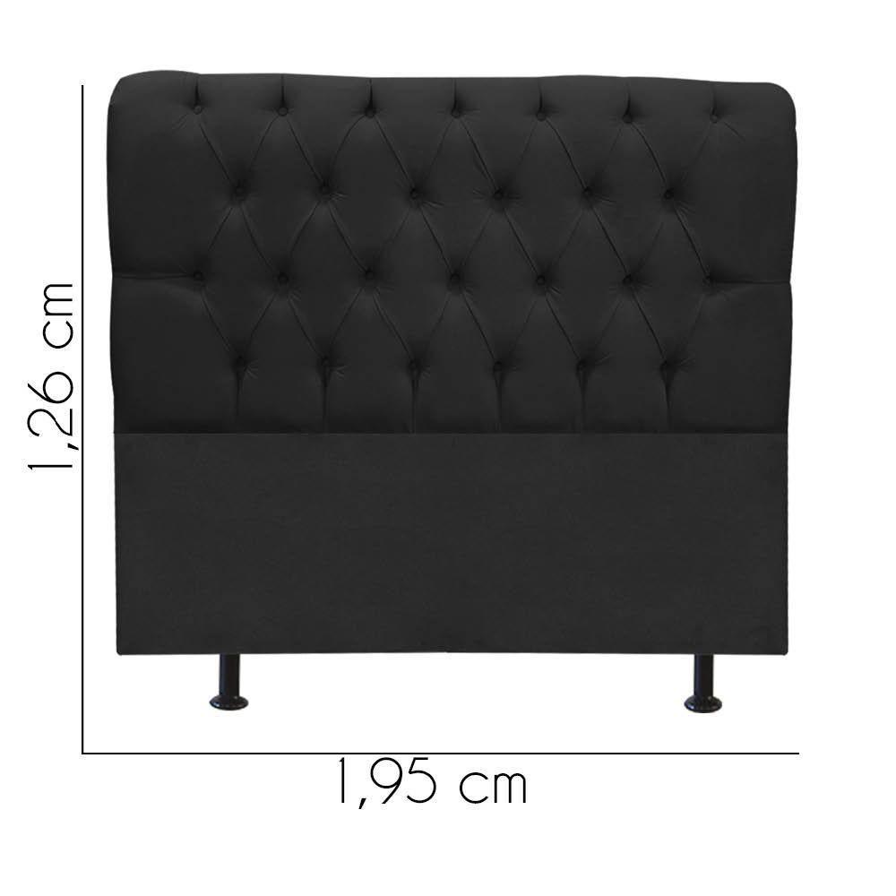 Cabeceira Estofada Cama Box King 195cm París Corino Preto- Mabe Magazine - 3
