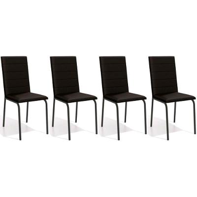 Cadeira De Cozinha Amsterdã C091prf Aço Kit 4 Un Preto Fosco-corano Preto 110 - Kappesberg
