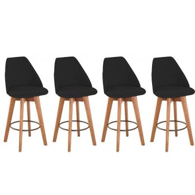 Kit 4 Banquetas Maysa Giratória Para Bancada Ou Cozinha - Tecido Preto