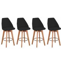 Kit 4 Banquetas Maysa Giratória Para Bancada Ou Cozinha - Tecido Preto - 1