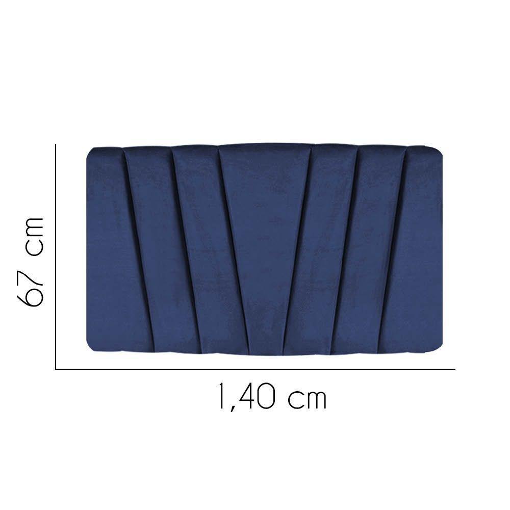 Painel Cabeceira Estofada Bélgica 140cm Cama Box Casal Corino Azul- Mabe Magazine - 2