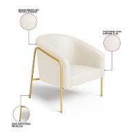 Poltrona Sala Industrial Alta Dourado Kit 2 Stella Sintético Pu Bege D03 - D'rossi - 7