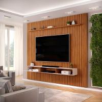 Painel Ripado Com Bancada Suspensa Para Tv Até 75 Polegadas 275 Trento Freijó/off White - Dj Móveis - 2