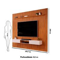 Painel Ripado Com Bancada Suspensa Para Tv Até 75 Polegadas 275 Trento Freijó/off White - Dj Móveis - 3