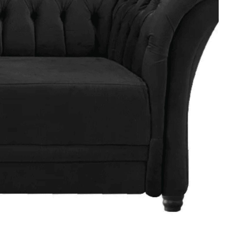 Sofá Recamier Divã Chesterfield 200cm Sofia Linho Preto Capitonê- Mabe Magazine - 6