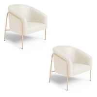 Poltrona Sala Industrial Alta Champanhe Kit 2 Stella Sintético Pu Bege D03 - D'rossi - 2