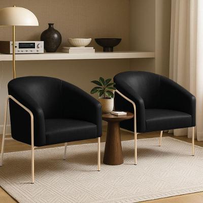 Poltrona Sala Industrial Alta Champanhe Kit 2 Stella Sintético Pu D03 - D'rossi Cor Preto