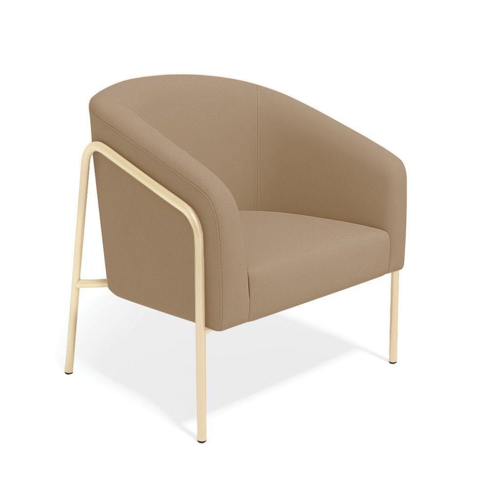 Poltrona Sala Industrial Alta Champanhe Kit 2 Stella Suede Marrom R D03 - D'rossi - 5