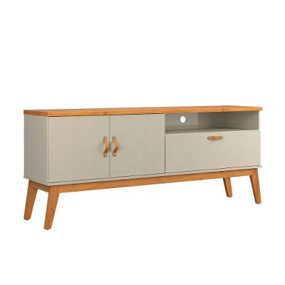 Rack Estante Sirius 1.6 3 Portas Para Tv Até 60 Polegadas Off White Com Cinamomo