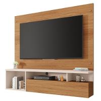 Painel Para Tv 55 Pol Com Bancada Suspensa 136cm Brasil Freijó/off White - Caemmun - 1