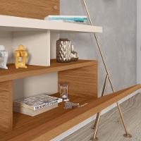 Painel Para Tv 55 Pol Com Bancada Suspensa 136cm Brasil Freijó/off White - Caemmun - 5