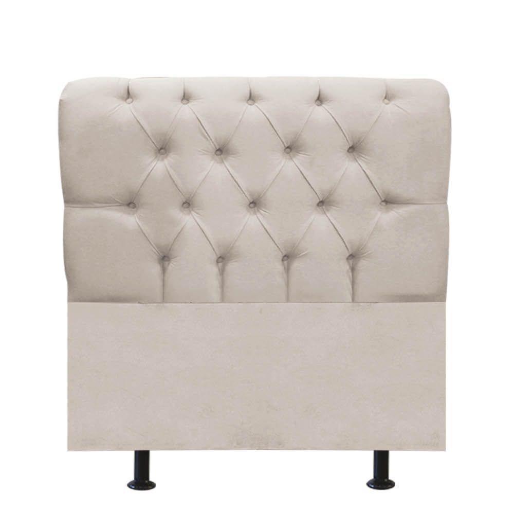 Cabeceira Estofada Cama Box Solteiro 90cm París Veludo Bege- Mabe Magazine - 1