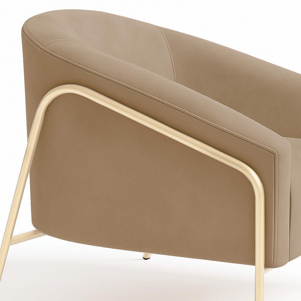 Poltrona Sala Industrial Alta Champanhe Stella Suede Marrom Rato D03 - D'rossi - 7