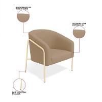 Poltrona Sala Industrial Alta Champanhe Stella Suede Marrom Rato D03 - D'rossi - 3