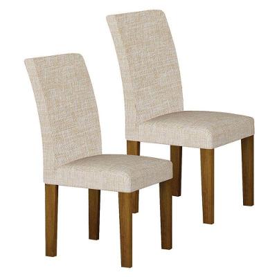 Cadeira Para Mesa De Jantar Napoli Mdf Kit 2 Peças Freijó Linho Palha - Leifer Móveis