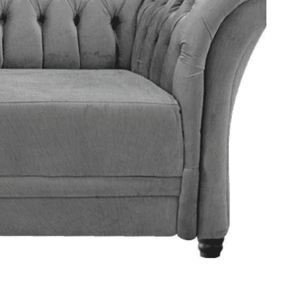 Sofá Recamier Divã Chesterfield 200cm Sofia Linho Cinza Capitonê- Mabe Magazine - 6
