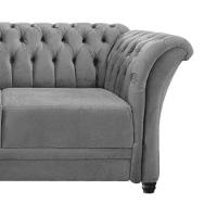 Sofá Recamier Divã Chesterfield 200cm Sofia Linho Cinza Capitonê- Mabe Magazine - 5