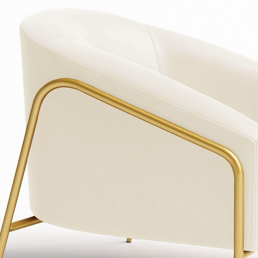 Poltrona Sala Industrial Alta Dourado Kit 2 Stella Sintético Pu D03 - D'rossi Cor Bege - 8