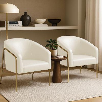 Poltrona Sala Industrial Alta Dourado Kit 2 Stella Sintético Pu D03 - D'rossi Cor Bege